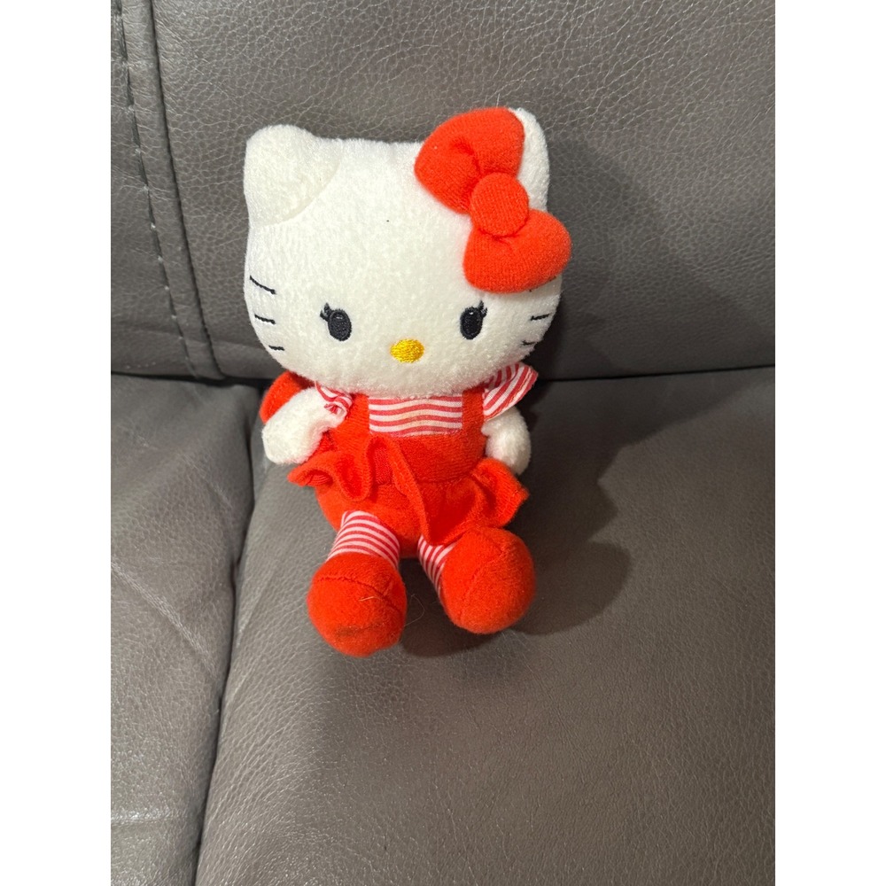 Sanrio Hello Kitty Plush Red Dress Striped Legs Small Stuffed Animal Toy